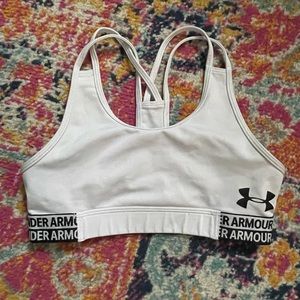 White under Armour, sports bra, strapping back